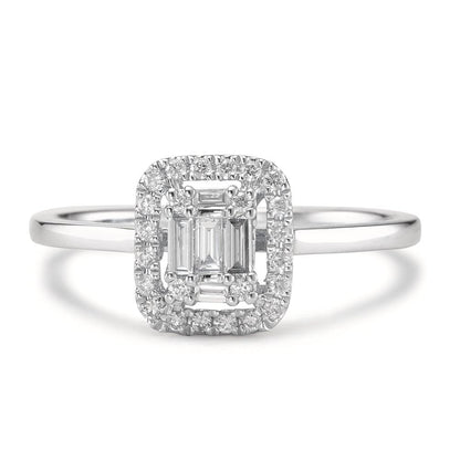 Szoliter gyűrű 750/18 K fehér arany Gyémánt 0.32 ct, w-si