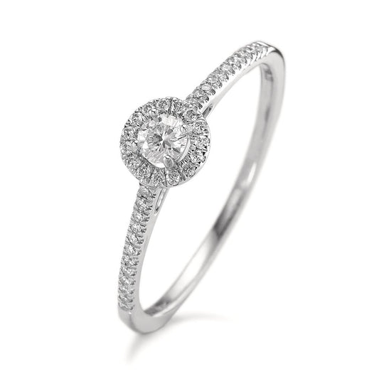 Szoliter gyűrű 750/18 K fehér arany Gyémánt 0.21 ct, w-si