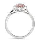 Gyűrű 750/18 K fehér arany Morganit, Gyémánt 0.11 ct, w-si