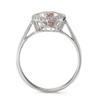 Gyűrű 750/18 K fehér arany Morganit 1.45 ct, Gyémánt 0.09 ct, 32 Kövek, Briliáns, w-si