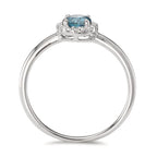 Gyűrű 750/18 K fehér arany London kék topáz, Gyémánt 0.11 ct, 16 Kövek, Briliáns, w-si