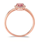 Gyűrű 750/18 K vörös arany Turmalin, Gyémánt 0.11 ct, 16 Kövek, Briliáns, w-si