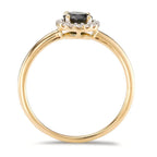 Gyűrű 750/18 K sárga arany Turmalin, Gyémánt 0.11 ct, 16 Kövek, Briliáns, w-si