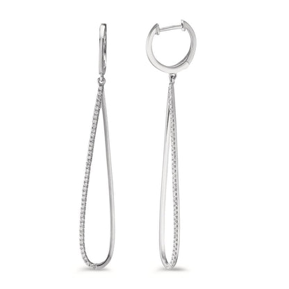 Függő fülbevaló 750/18 K fehér arany Gyémánt 0.29 ct, w-si
