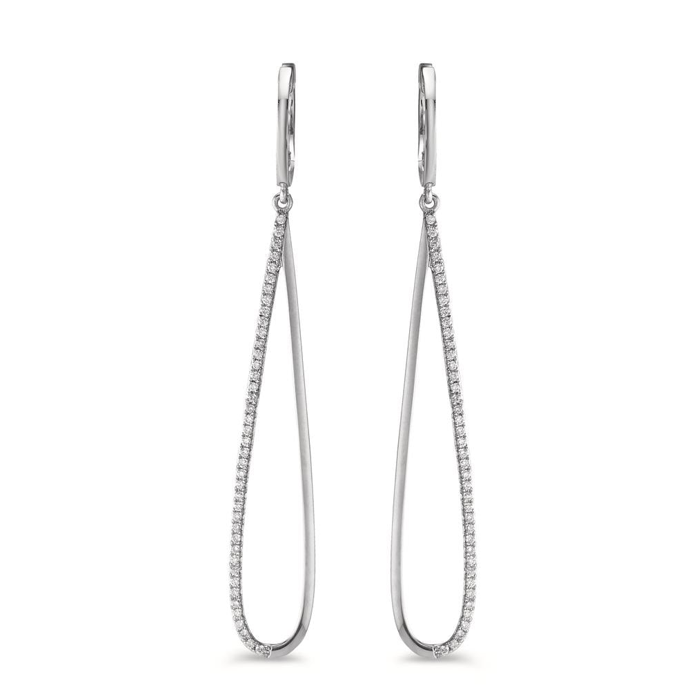 Függő fülbevaló 750/18 K fehér arany Gyémánt 0.29 ct, w-si