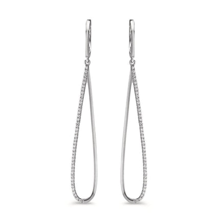 Függő fülbevaló 750/18 K fehér arany Gyémánt 0.29 ct, w-si