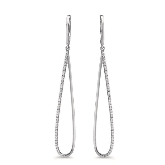 Függő fülbevaló 750/18 K fehér arany Gyémánt 0.29 ct, w-si