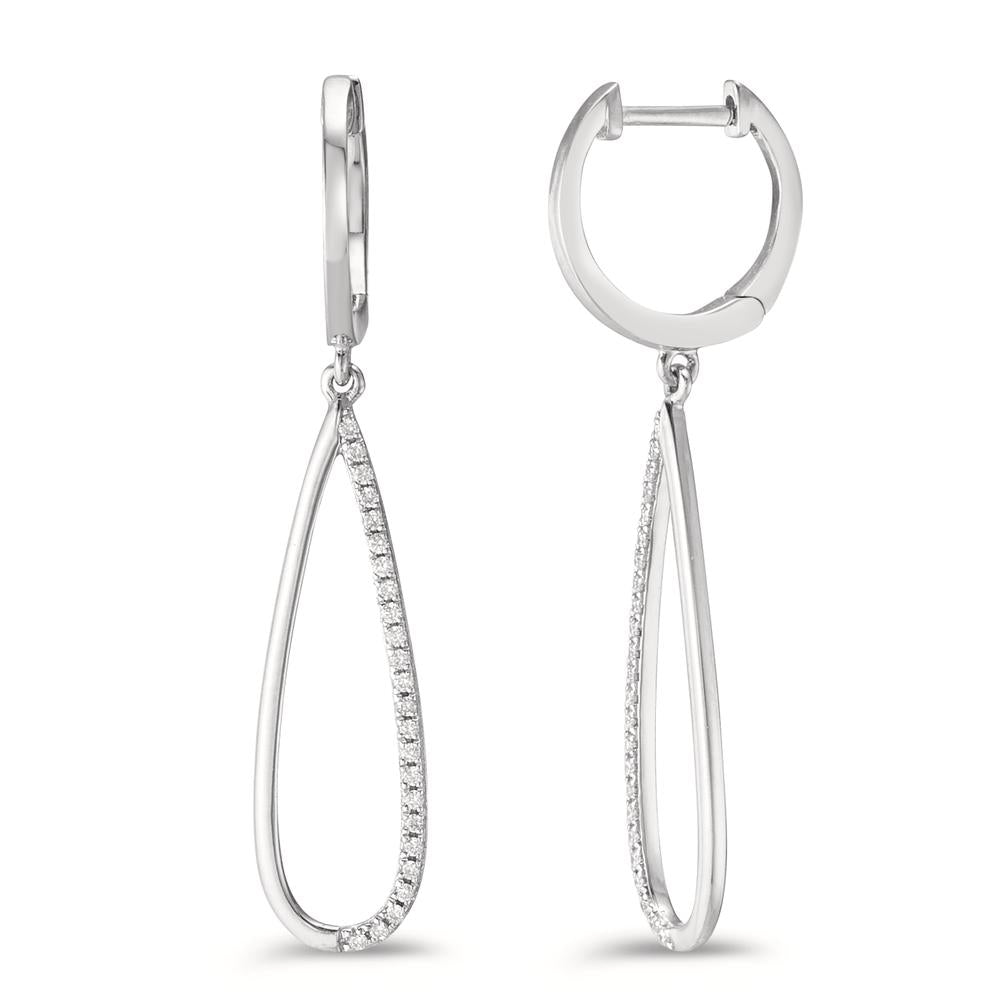 Függő fülbevaló 750/18 K fehér arany Gyémánt 0.14 ct, w-si