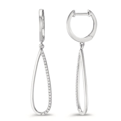 Függő fülbevaló 750/18 K fehér arany Gyémánt 0.14 ct, w-si