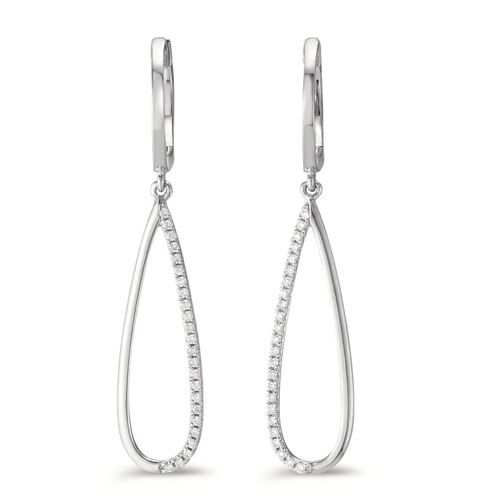 Függő fülbevaló 750/18 K fehér arany Gyémánt 0.14 ct, w-si