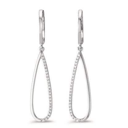 Függő fülbevaló 750/18 K fehér arany Gyémánt 0.14 ct, w-si