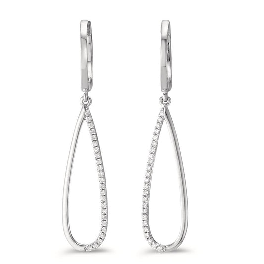 Függő fülbevaló 750/18 K fehér arany Gyémánt 0.14 ct, w-si