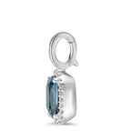 Medál 750/18 K fehér arany London kék topáz w-si, Gyémánt 0.14 ct, 28 Kövek, Briliáns, w-si