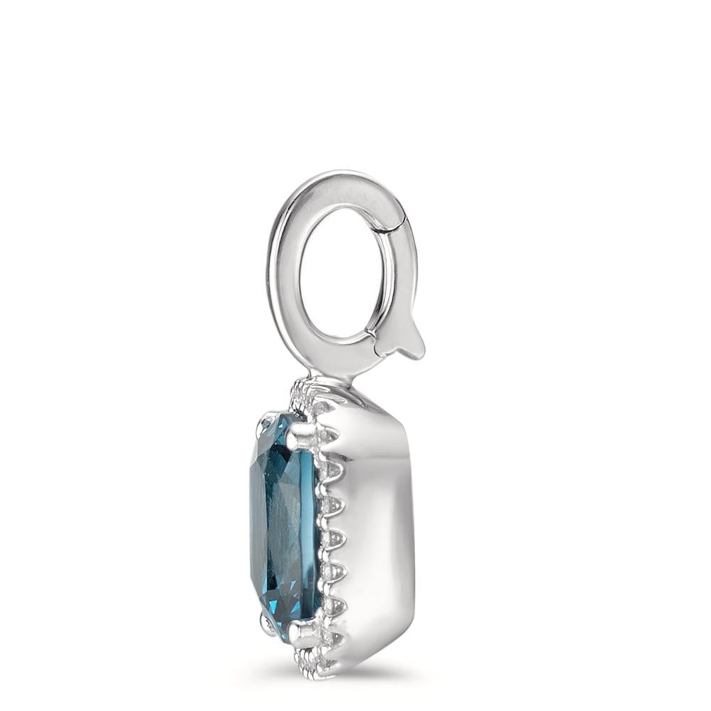 Medál 750/18 K fehér arany London kék topáz w-si, Gyémánt 0.14 ct, 28 Kövek, Briliáns, w-si