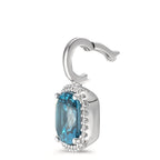 Medál 750/18 K fehér arany London kék topáz w-si, Gyémánt 0.14 ct, 28 Kövek, Briliáns, w-si