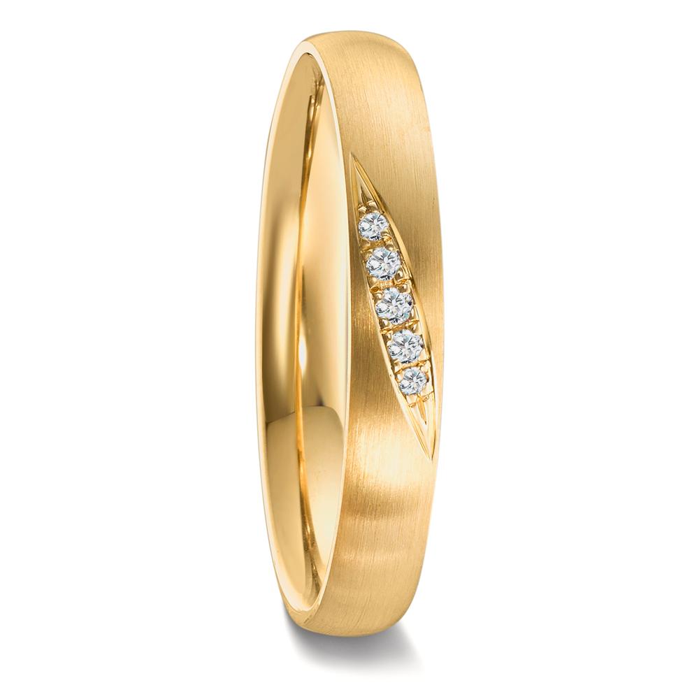 Partnergyűrű 750/18 K sárga arany Gyémánt 0.036 ct, 5 Kövek, tw-vsi