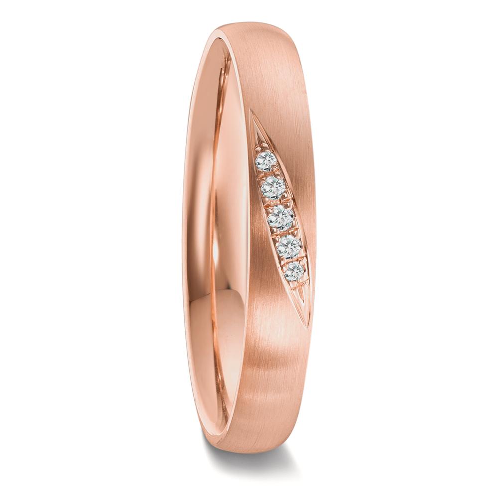 Partnergyűrű 750/18 K vörös arany Gyémánt 0.036 ct, 5 Kövek, tw-vsi