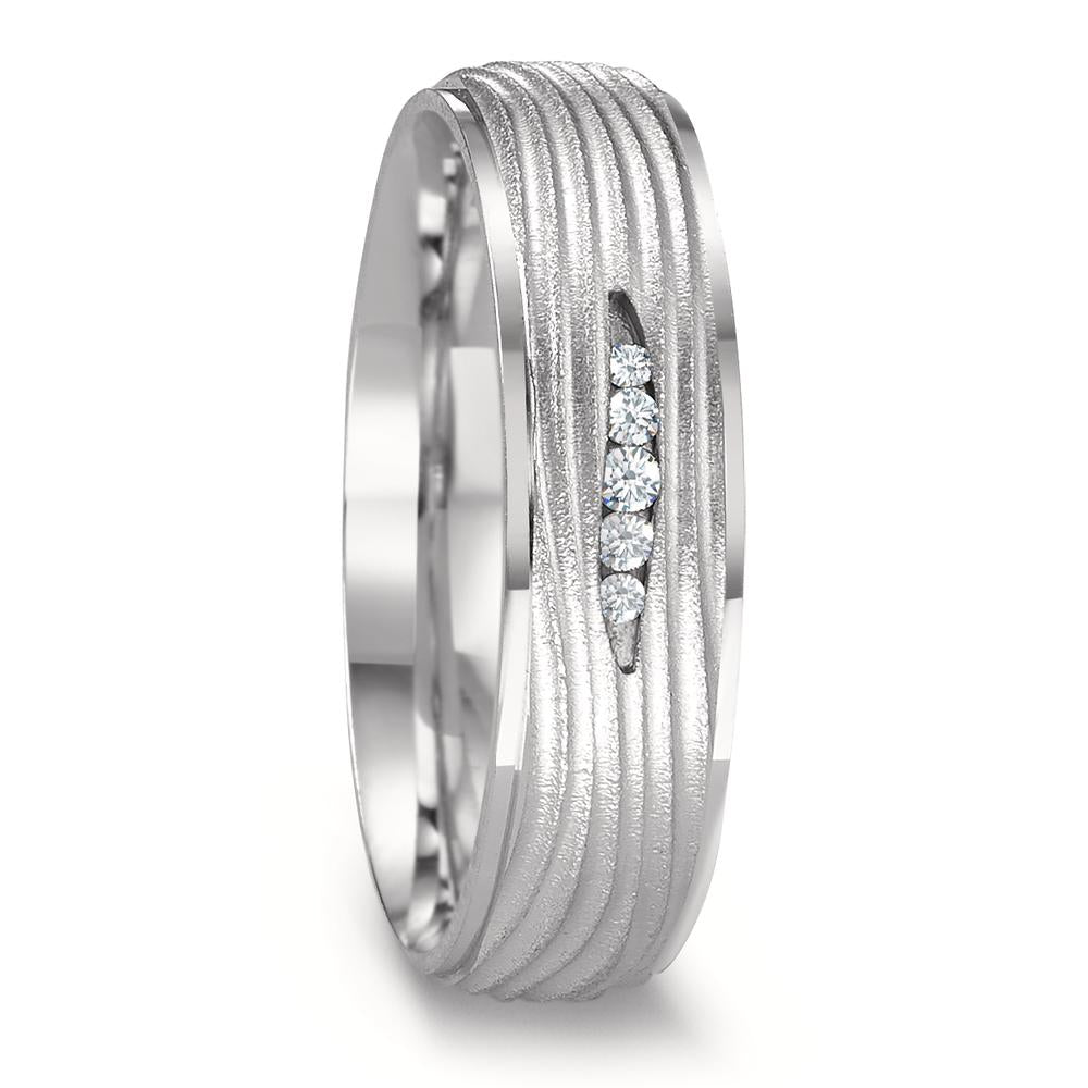 Partnergyűrű 750/18 K fehér arany Gyémánt 0.045 ct, 5 Kövek, w-si