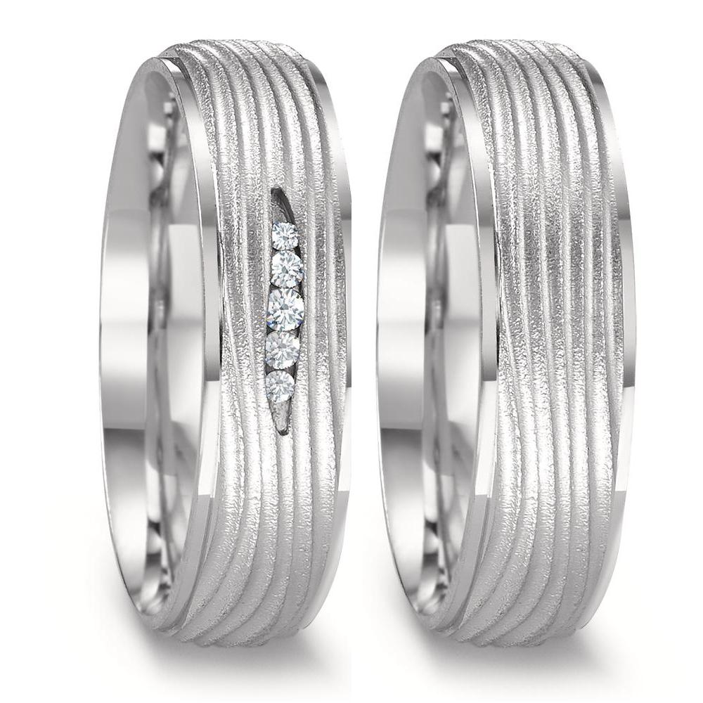 Partnergyűrű 750/18 K fehér arany Gyémánt 0.045 ct, 5 Kövek, w-si