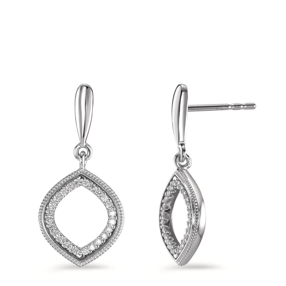 Függő fülbevaló 750/18 K fehér arany Gyémánt 0.15 ct, 48 Kövek, Briliáns, w-si