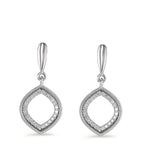Függő fülbevaló 750/18 K fehér arany Gyémánt 0.15 ct, 48 Kövek, Briliáns, w-si