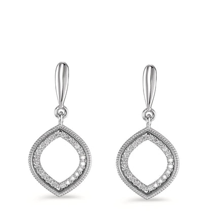 Függő fülbevaló 750/18 K fehér arany Gyémánt 0.15 ct, 48 Kövek, Briliáns, w-si