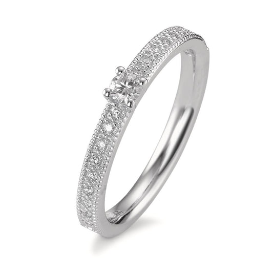Szoliter gyűrű 750/18 K fehér arany Gyémánt 0.16 ct, 19 Kövek, Briliáns, w-si