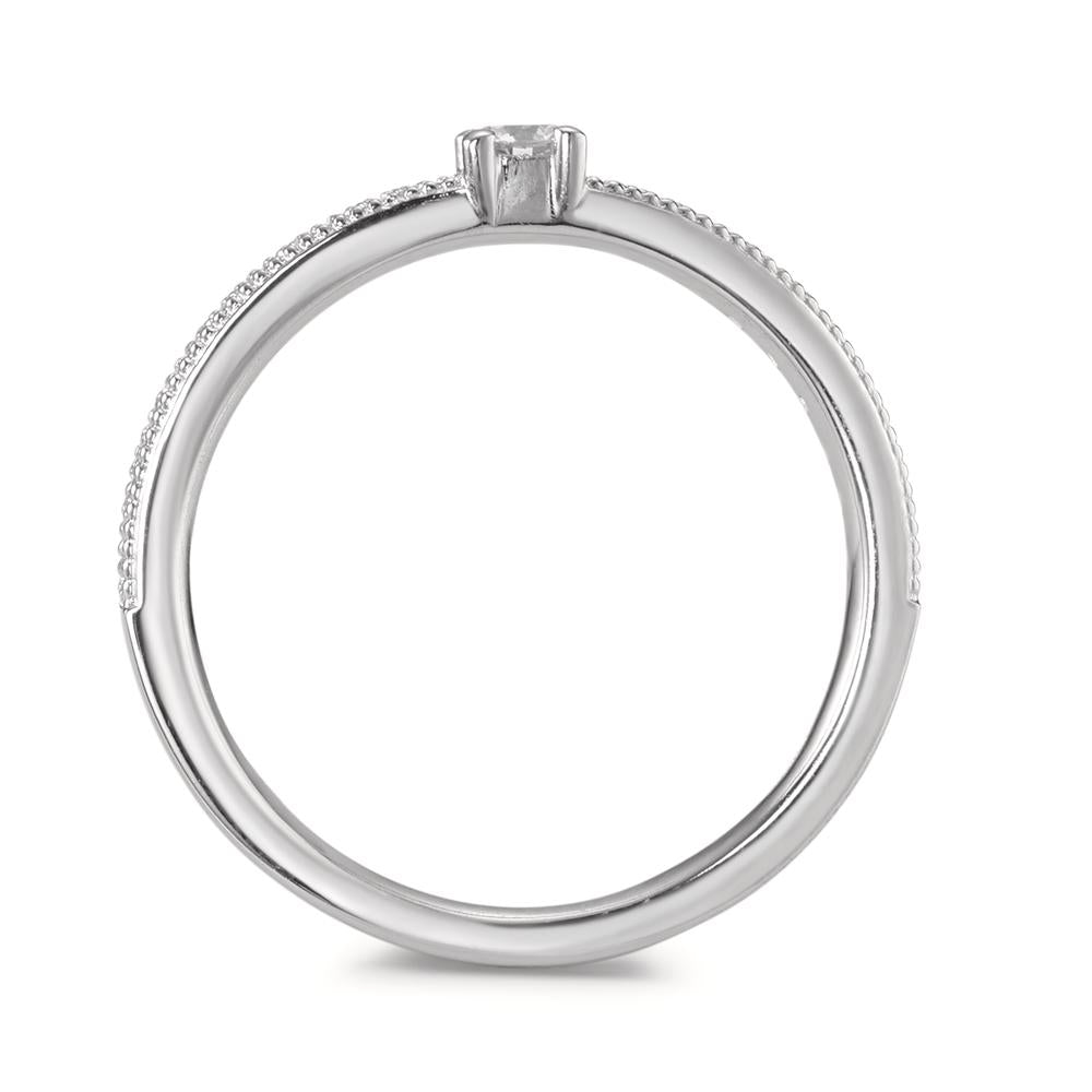 Szoliter gyűrű 750/18 K fehér arany Gyémánt 0.16 ct, 19 Kövek, Briliáns, w-si