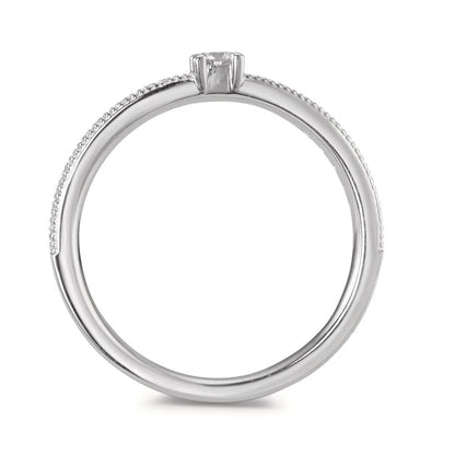Szoliter gyűrű 750/18 K fehér arany Gyémánt 0.16 ct, 19 Kövek, Briliáns, w-si
