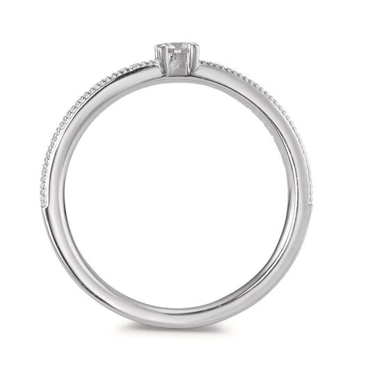 Szoliter gyűrű 750/18 K fehér arany Gyémánt 0.16 ct, 19 Kövek, Briliáns, w-si