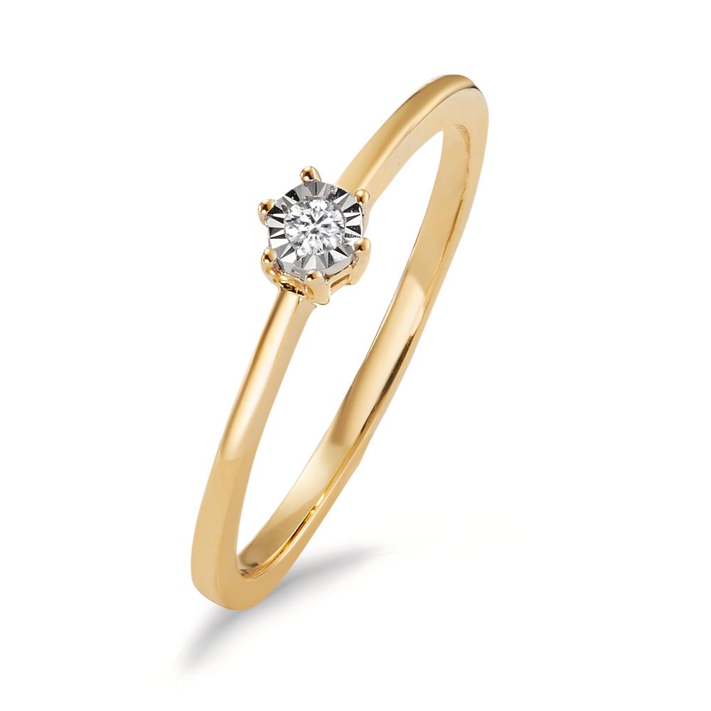Szoliter gyűrű 750/18 K sárga arany Gyémánt 0.03 ct, w-si bikolor