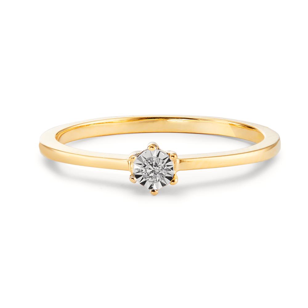 Szoliter gyűrű 750/18 K sárga arany Gyémánt 0.03 ct, w-si bikolor