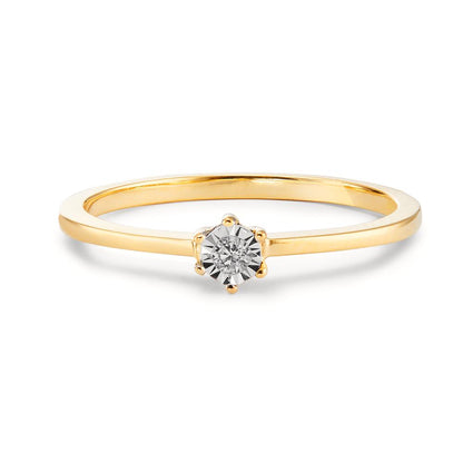 Szoliter gyűrű 750/18 K sárga arany Gyémánt 0.03 ct, w-si bikolor