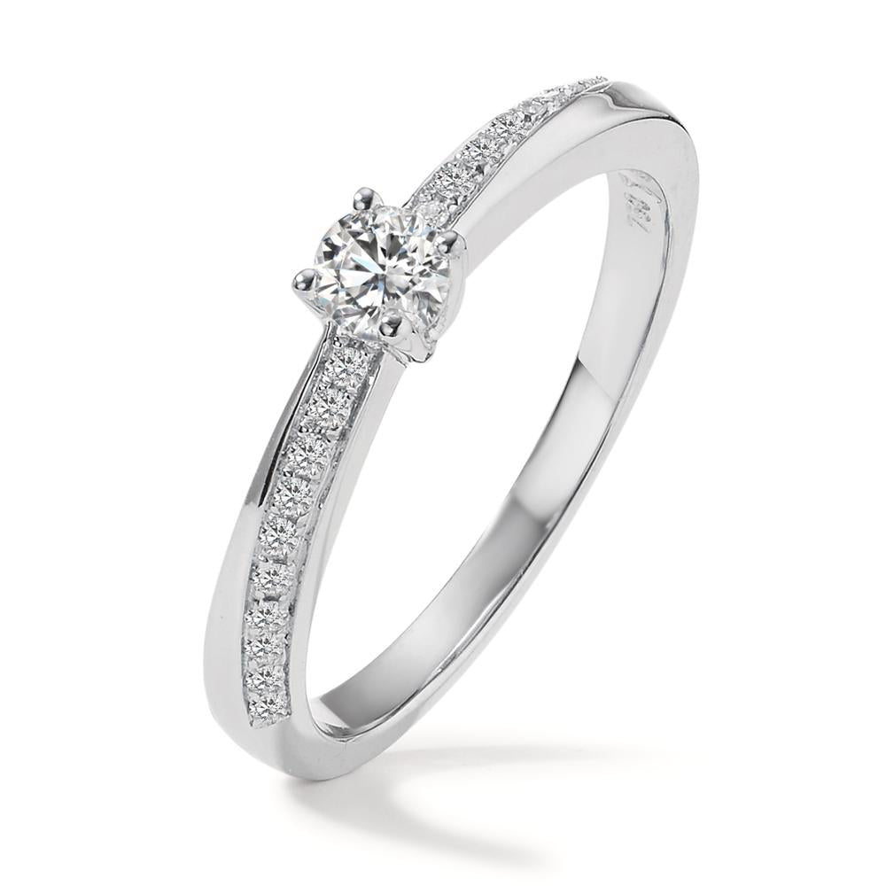 Szoliter gyűrű 750/18 K fehér arany Gyémánt 0.25 ct, 21 Kövek, w-si