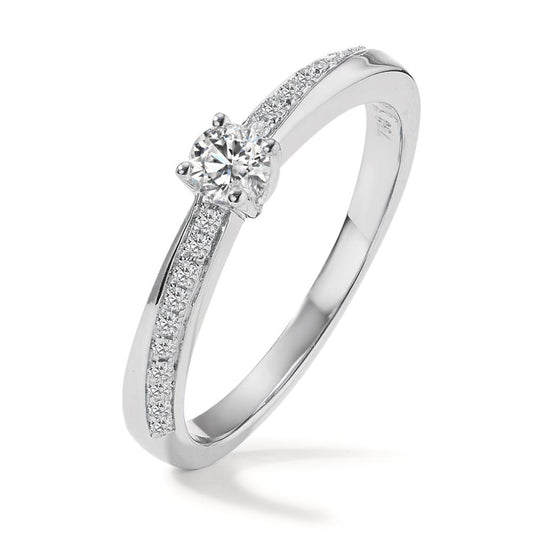 Szoliter gyűrű 750/18 K fehér arany Gyémánt 0.25 ct, 21 Kövek, w-si