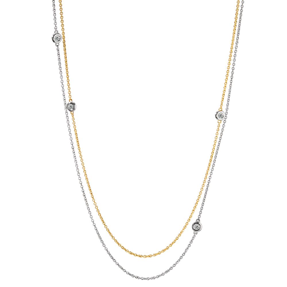 Nyakékek 750/18 K fehér arany, 750/18 K sárga arany Gyémánt 0.16 ct, 5 Kövek, w-si 42-45 cm