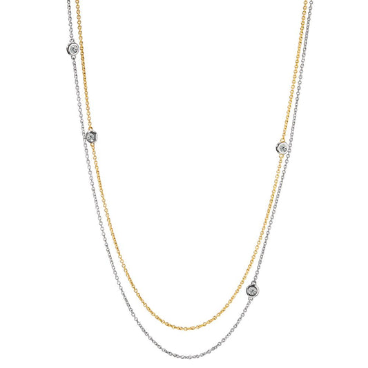 Nyakékek 750/18 K fehér arany, 750/18 K sárga arany Gyémánt 0.16 ct, 5 Kövek, w-si 42-45 cm