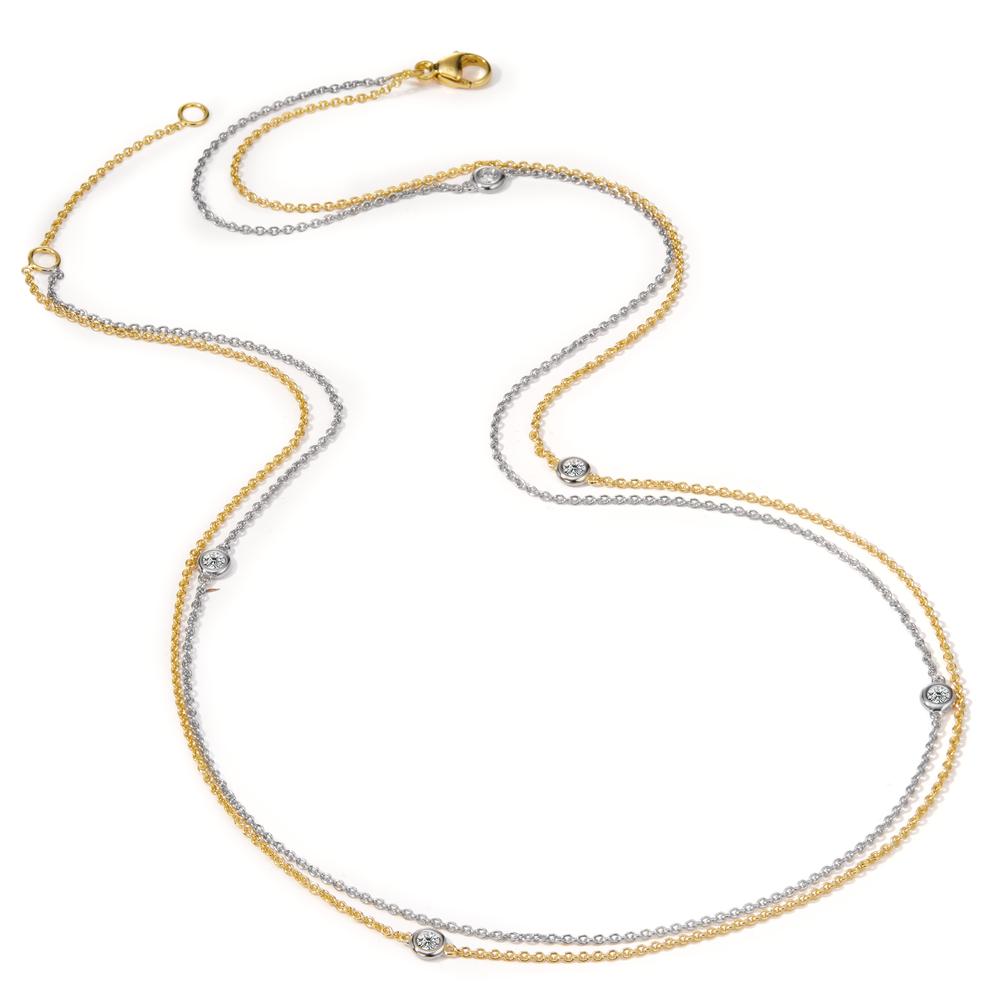 Nyakékek 750/18 K fehér arany, 750/18 K sárga arany Gyémánt 0.16 ct, 5 Kövek, w-si 42-45 cm