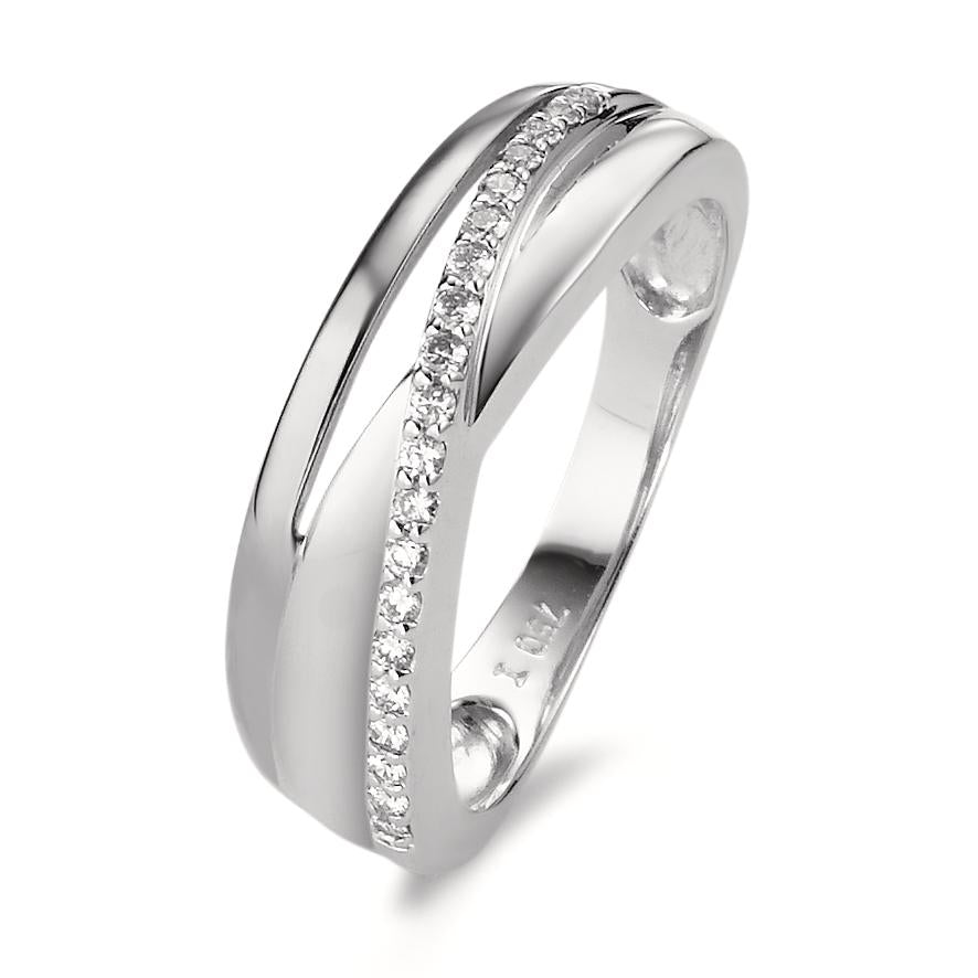 Gyűrű 750/18 K fehér arany Gyémánt 0.15 ct, 20 Kövek, w-si