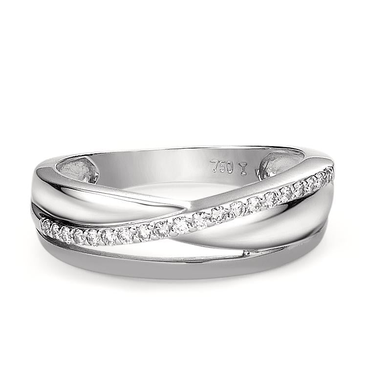 Gyűrű 750/18 K fehér arany Gyémánt 0.15 ct, 20 Kövek, w-si