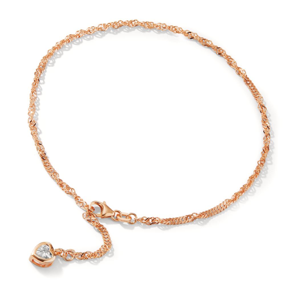 Bokalánc Ezüst Cirkónia aranyozott Szív 23-26 cm