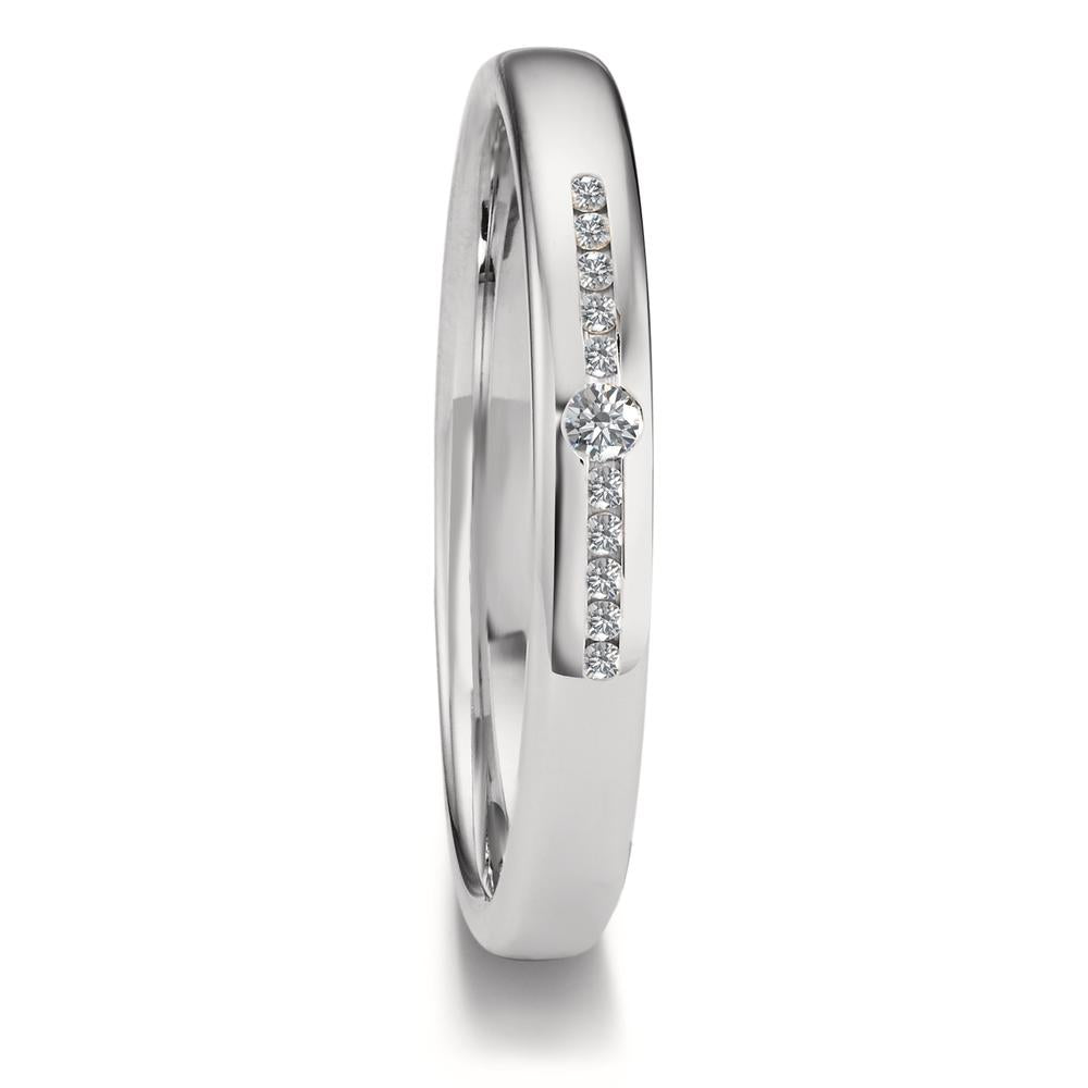 Partnergyűrű 750/18 K fehér arany Gyémánt 0.08 ct, 11 Kövek, tw-vsi