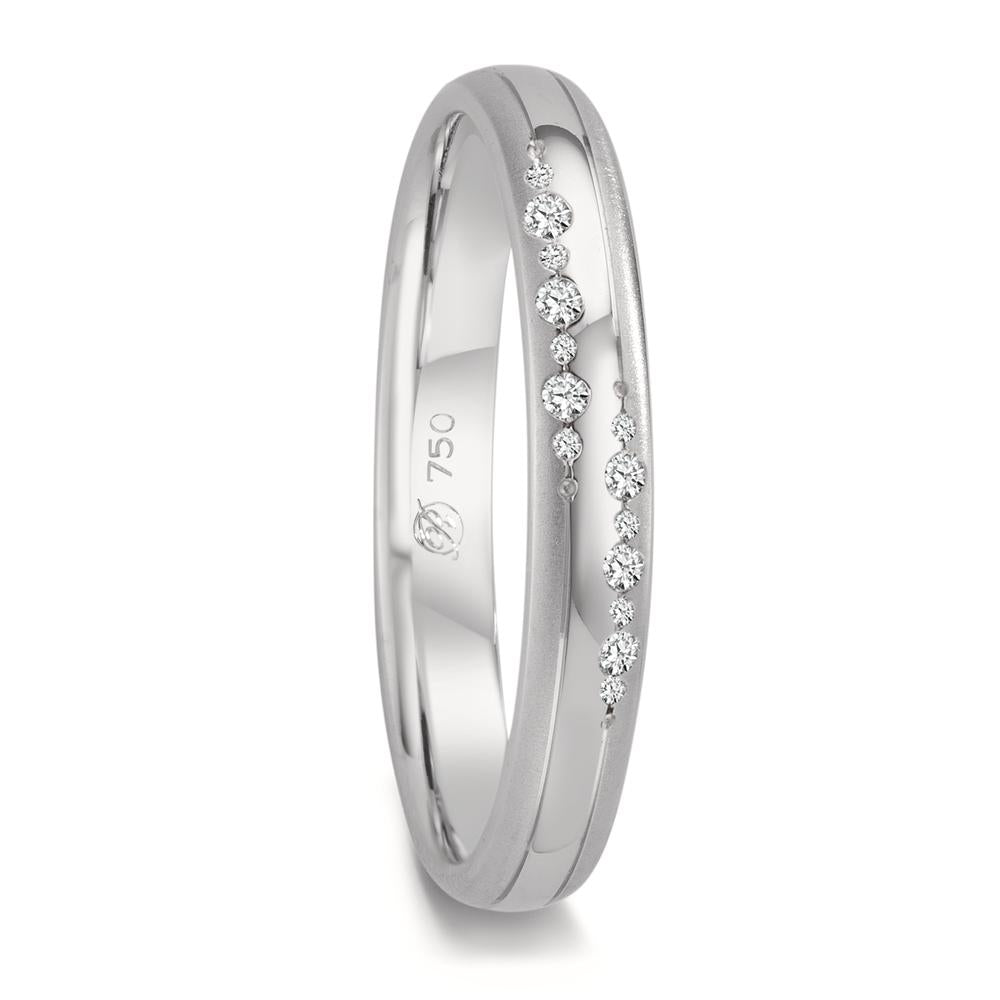Partnergyűrű 750/18 K fehér arany Gyémánt 0.064 ct, 14 Kövek, w-vsi