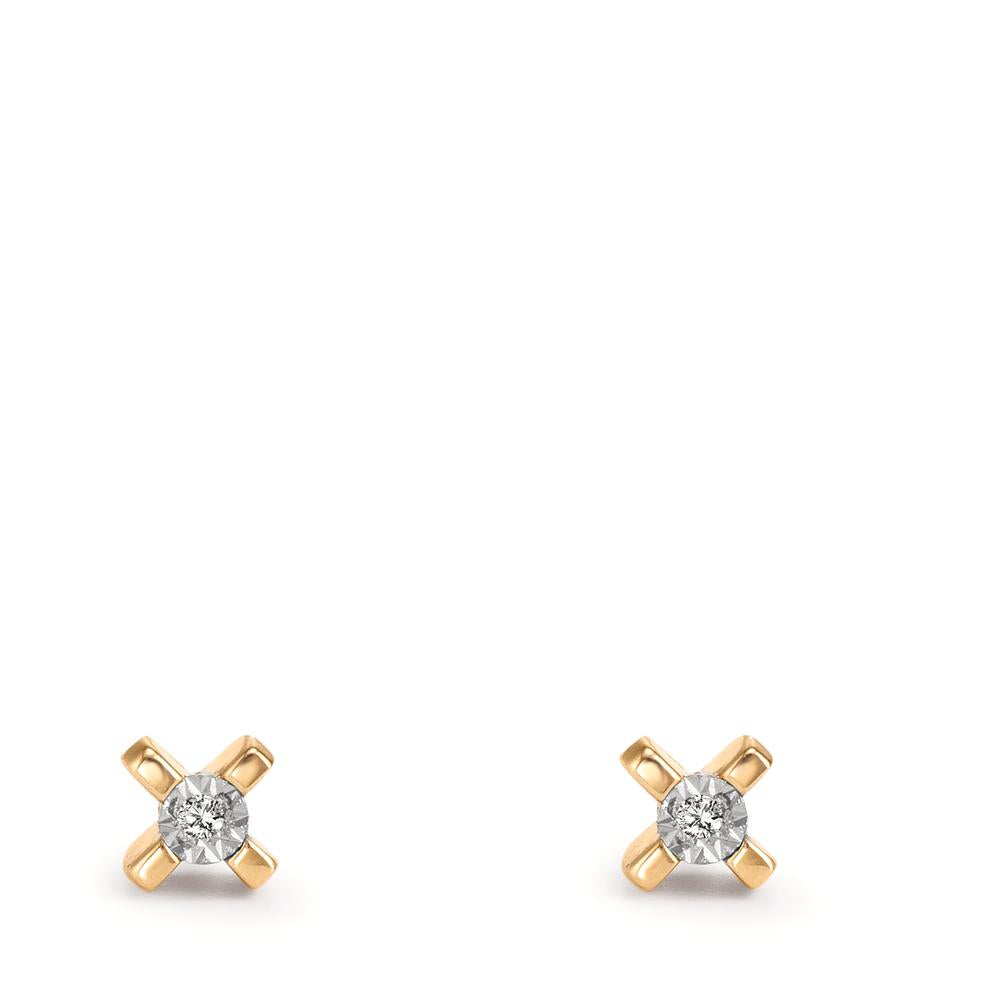 Fülbevaló 750/18 K sárga arany Gyémánt 0.01 ct, 2 Kövek, w-si Ø3.5 mm