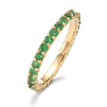 Memória gyűrű 750/18 K sárga arany Gránát Zöld, 1.20 ct, 30 Kövek
