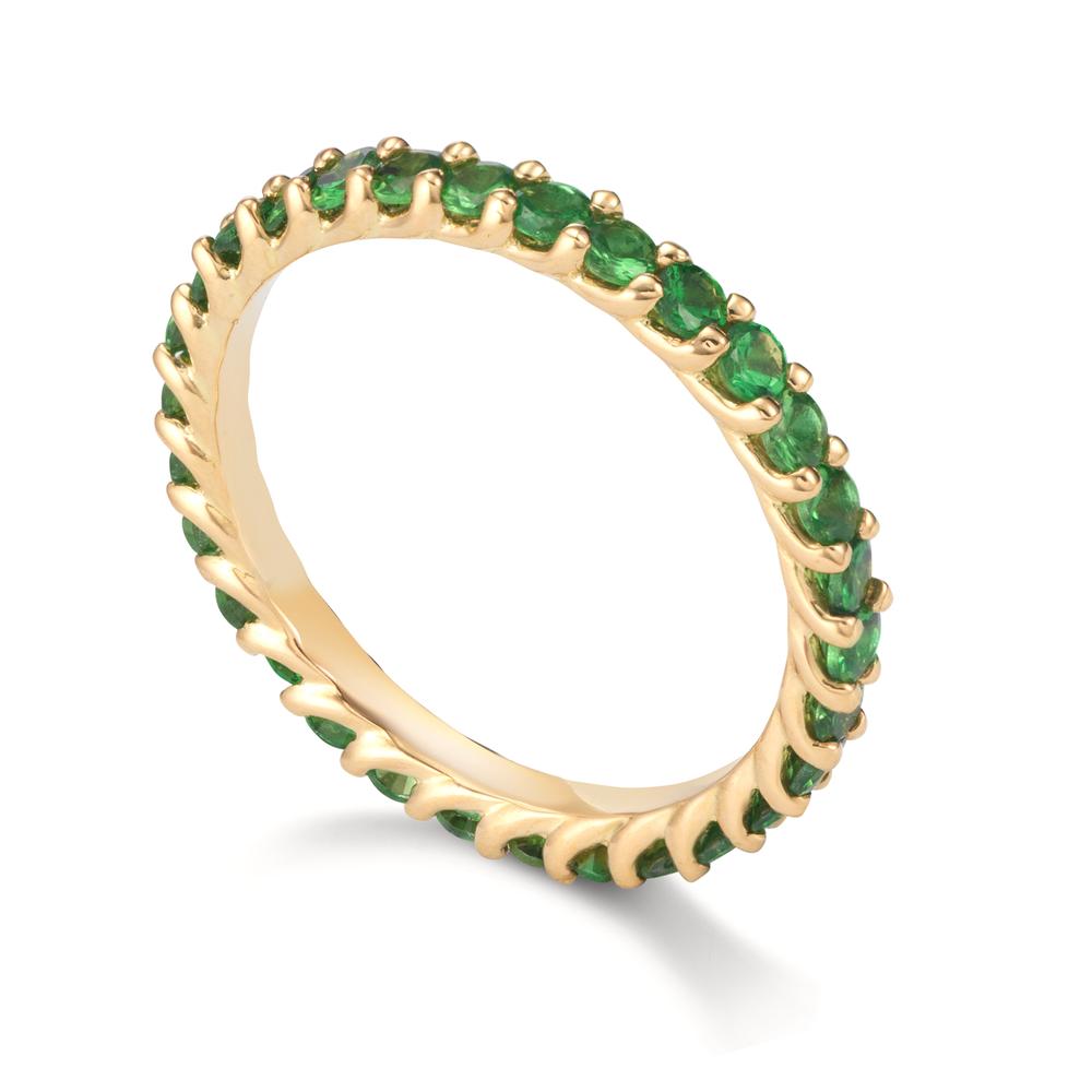 Memória gyűrű 750/18 K sárga arany Gránát Zöld, 1.20 ct, 30 Kövek