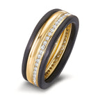Gyűrű 750/18 K sárga arany, Szén Gyémánt 0.25 ct, 50 Kövek, w-si