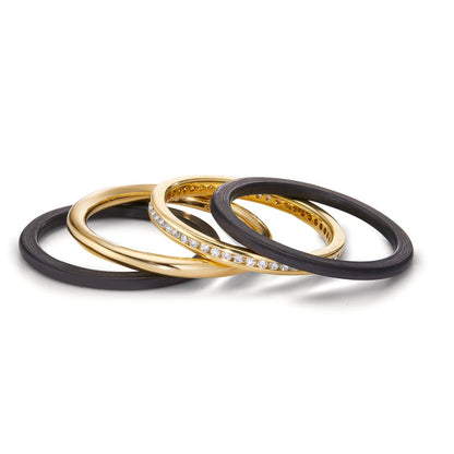 Gyűrű 750/18 K sárga arany, Szén Gyémánt 0.25 ct, 50 Kövek, w-si