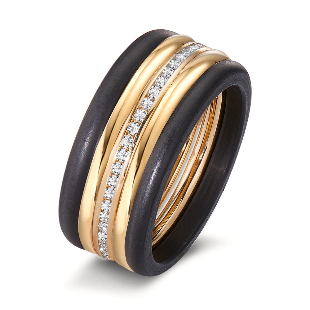 Gyűrű 750/18 K sárga arany, Szén Gyémánt 0.25 ct, 50 Kövek, w-si