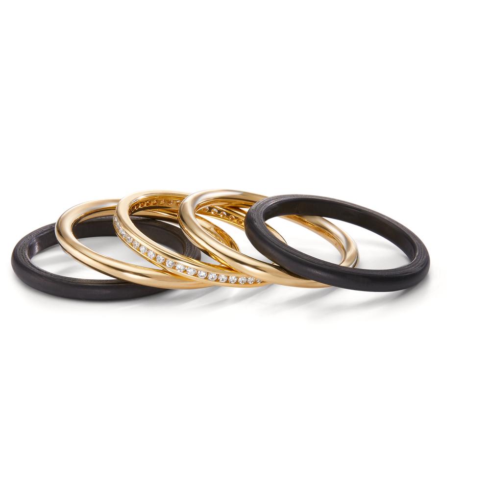 Gyűrű 750/18 K sárga arany, Szén Gyémánt 0.25 ct, 50 Kövek, w-si